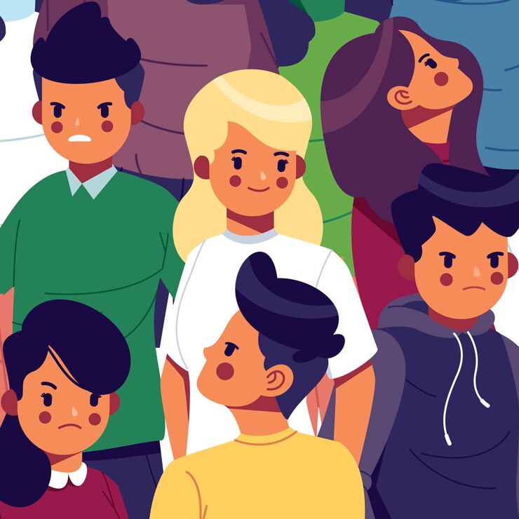 Vector gratuito persona sonriente en multitud