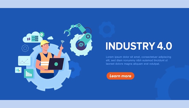 Vector gratuito persona de trabajo de banner que usa tecnología inalámbrica para controlar