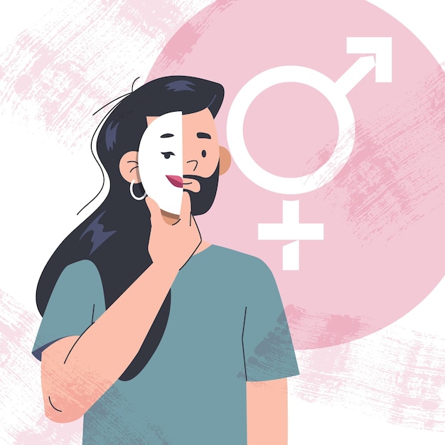 Persona transgénero plana ilustrada