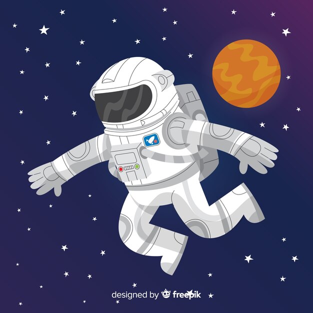 Personaje adorable de astronauta dibujado a mano