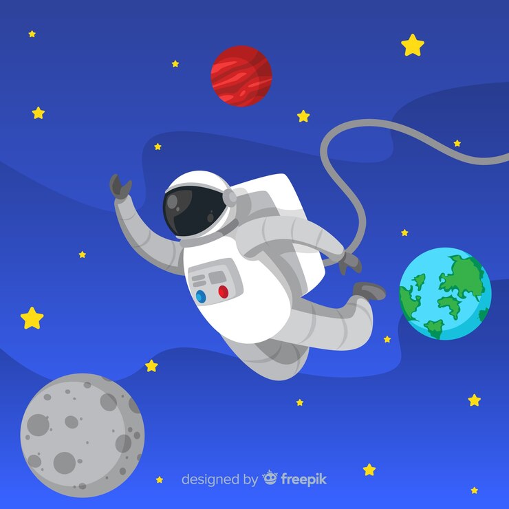 Vector gratuito personaje adorable de astronauta con diseño plano