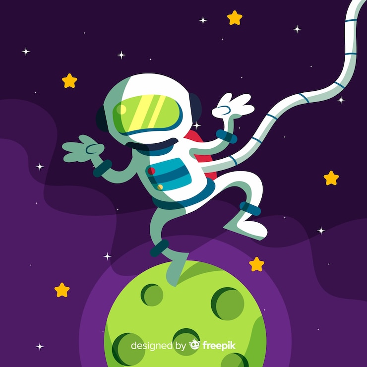 Vector gratuito personaje adorable de astronauta con diseño plano