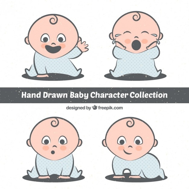 Personaje adorable de bebé dibujado a mano