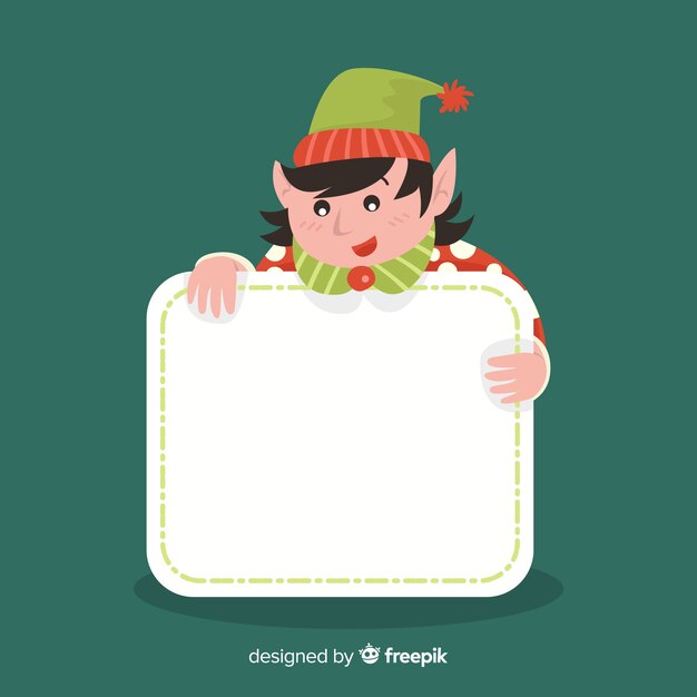 Personaje adorable de navidad sujetando plantilla vacía