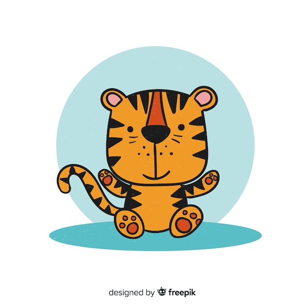 Vector gratuito personaje adorable de tigre