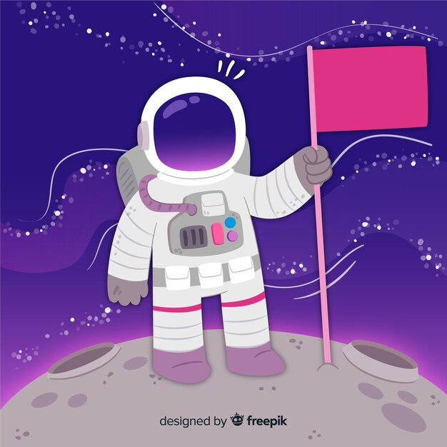 Personaje de astronauta adorable con diseño plano