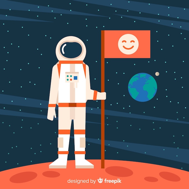 Personaje de astronauta adorable con diseño plano