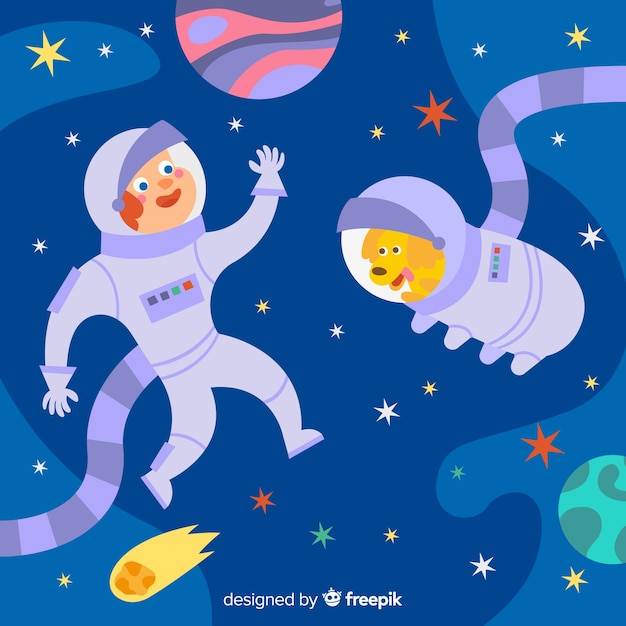 Personaje de astronauta adorable con diseño plano