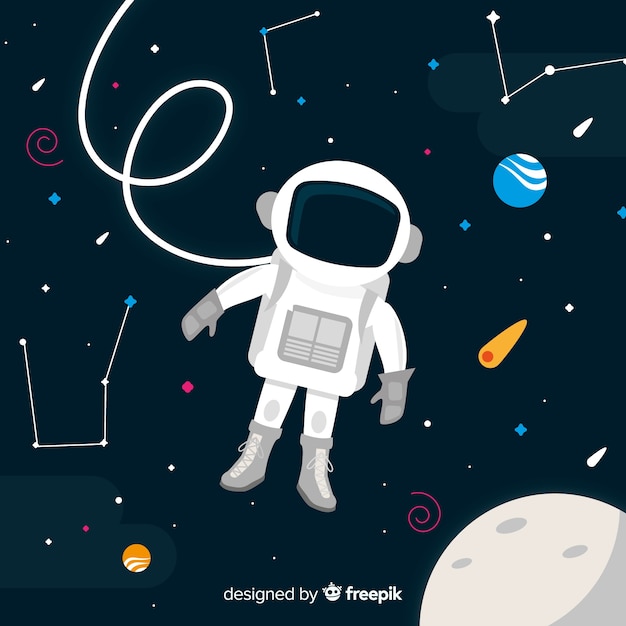 Personaje de astronauta adorable con diseño plano