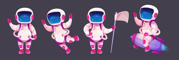 Personaje de astronauta de dibujos animados en negro