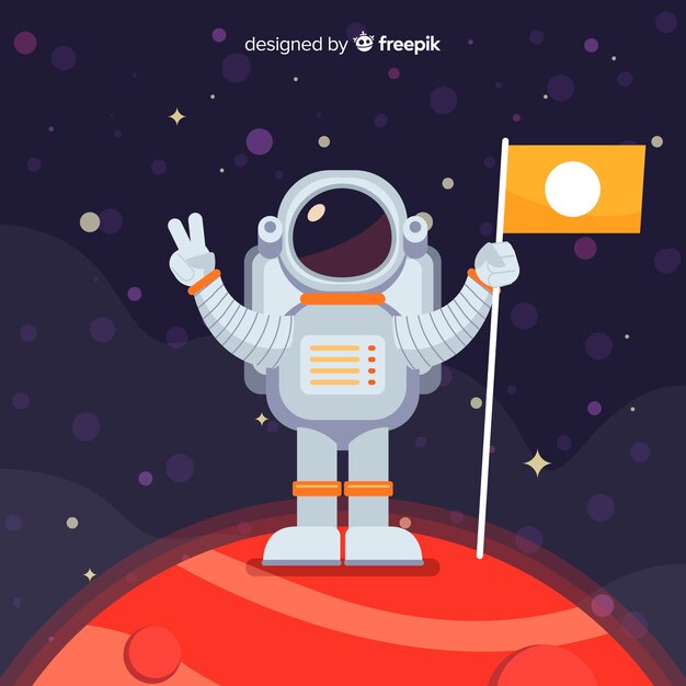Personaje de astronauta moderno con diseño plano