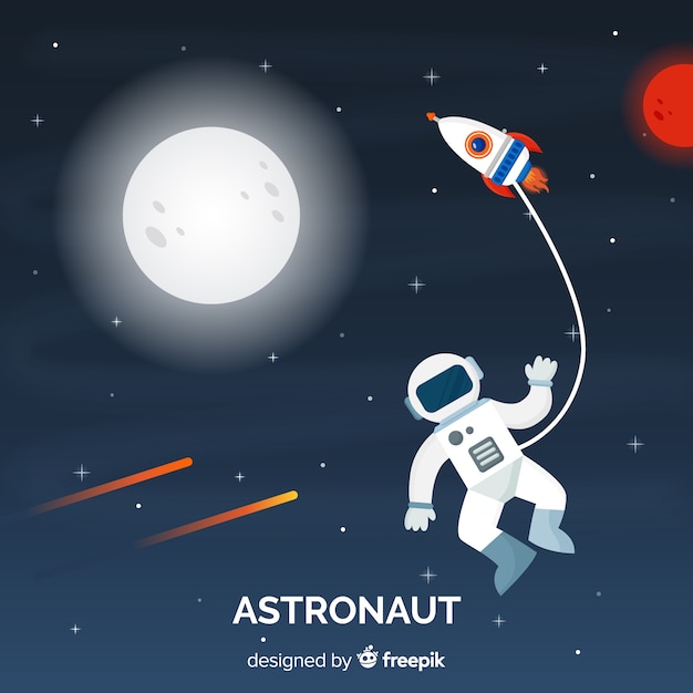 Vector gratuito personaje de astronauta moderno con diseño plano