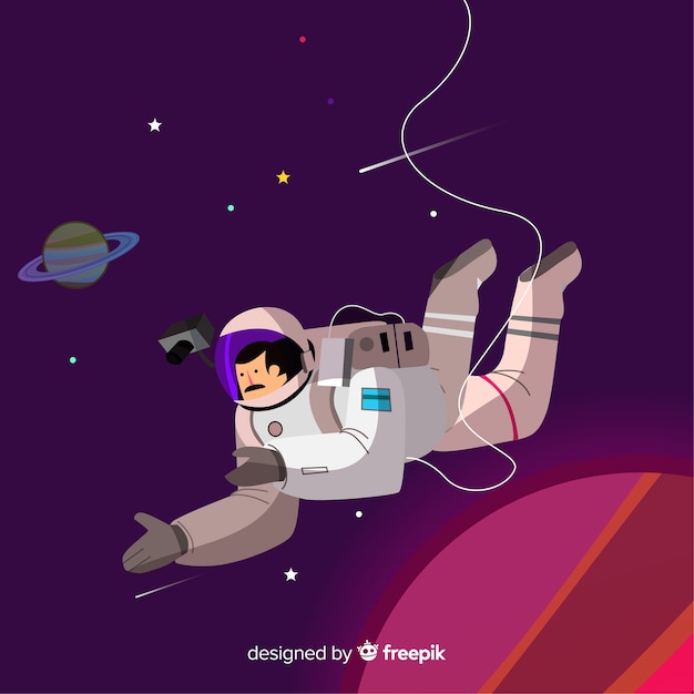 Personaje de astronauta moderno con diseño plano