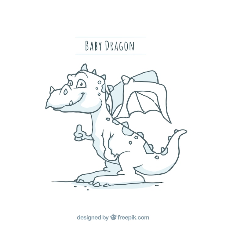 Vector gratuito personaje de bebé de dragón dibujado a mano