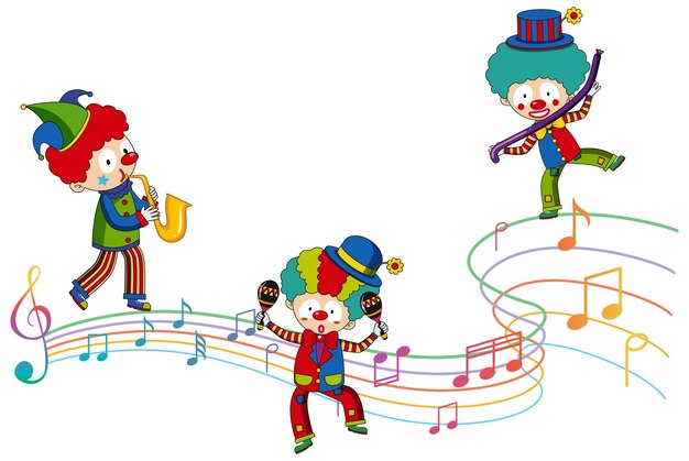 Personaje de cartón de payaso con nota musical.