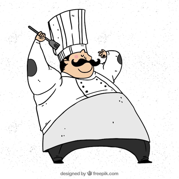 Vector gratuito personaje de chef dibujado a mano