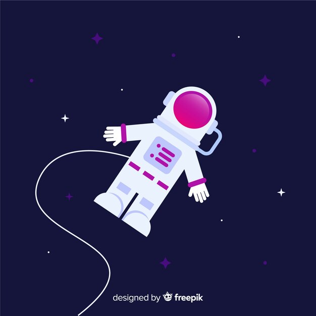 Personaje clásico de astronauta con diseño plano