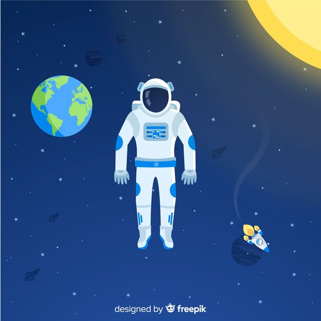 Personaje clásico de astronauta con diseño plano