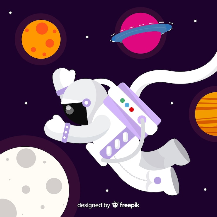 Vector gratuito personaje clásico de astronauta con diseño plano
