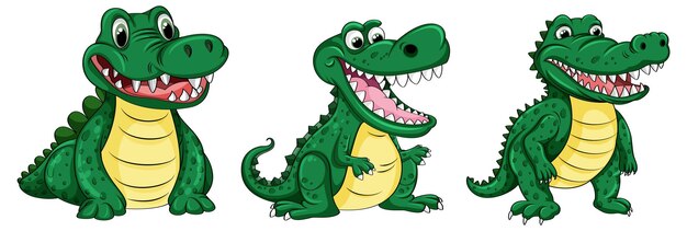 Personaje de cocodrilo de dibujos animados lindo