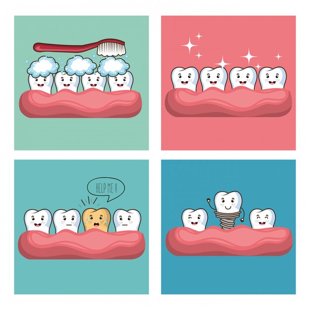 personaje de comi kawaii de cuidado dental