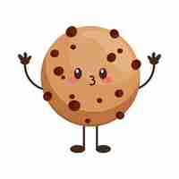 Vector gratuito personaje de comida kawaii galleta