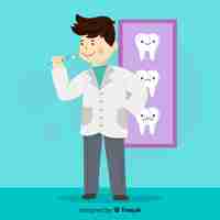 Vector gratuito personaje de dentista en diseño plano