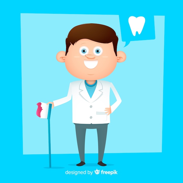 Vector gratuito personaje de dentista en diseño plano