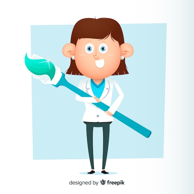 Personaje de dentista en diseño plano