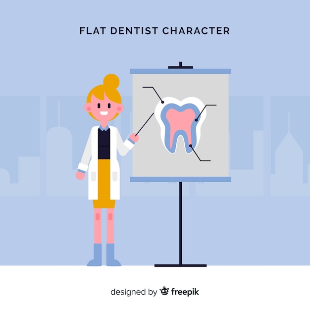 Personaje de dentista en diseño plano