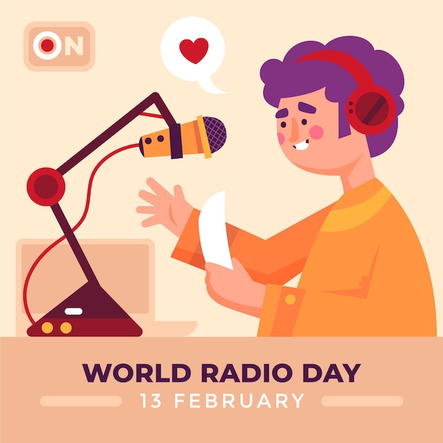 Vector gratuito personaje del día mundial de la radio hablando