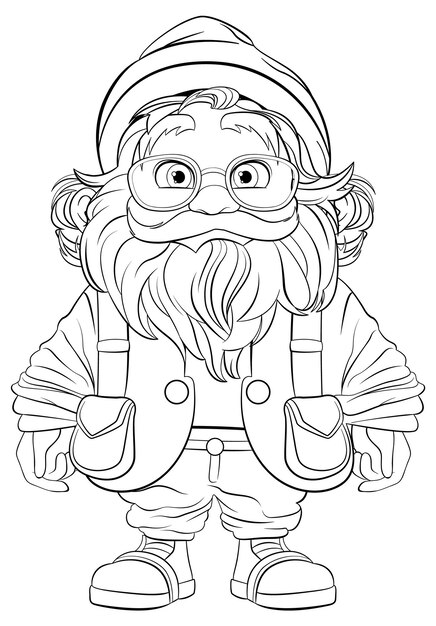 Personaje de dibujos animados de abuelo anciano aislado para colorear páginas