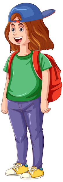 Personaje de dibujos animados de adolescente feliz