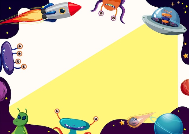 Personaje de dibujos animados alienígena en el espacio exterior