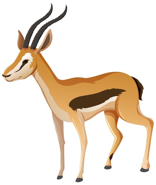 Personaje de dibujos animados de animales de Impala sobre fondo blanco.