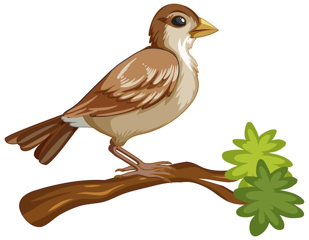 Personaje de dibujos animados de animales de un pájaro en blanco