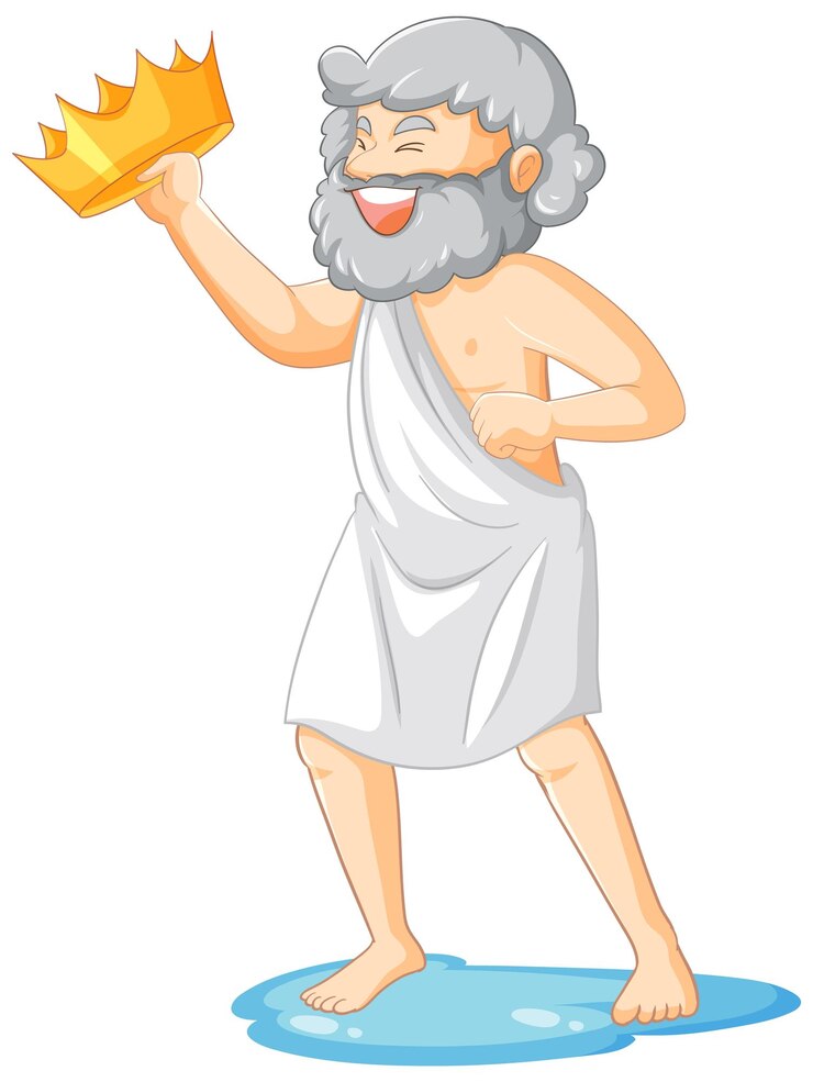 Vector gratuito personaje de dibujos animados de arquímedes sobre fondo blanco.