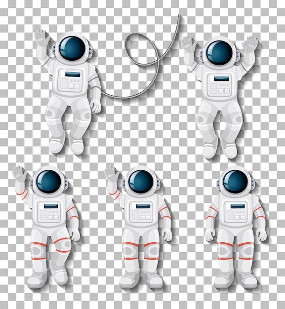 Vector gratuito personaje de dibujos animados de astronauta en fondo transparente
