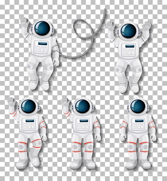 Personaje de dibujos animados de astronauta en fondo transparente