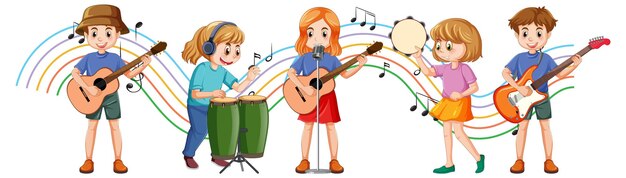 Personaje de dibujos animados de banda de música para niños