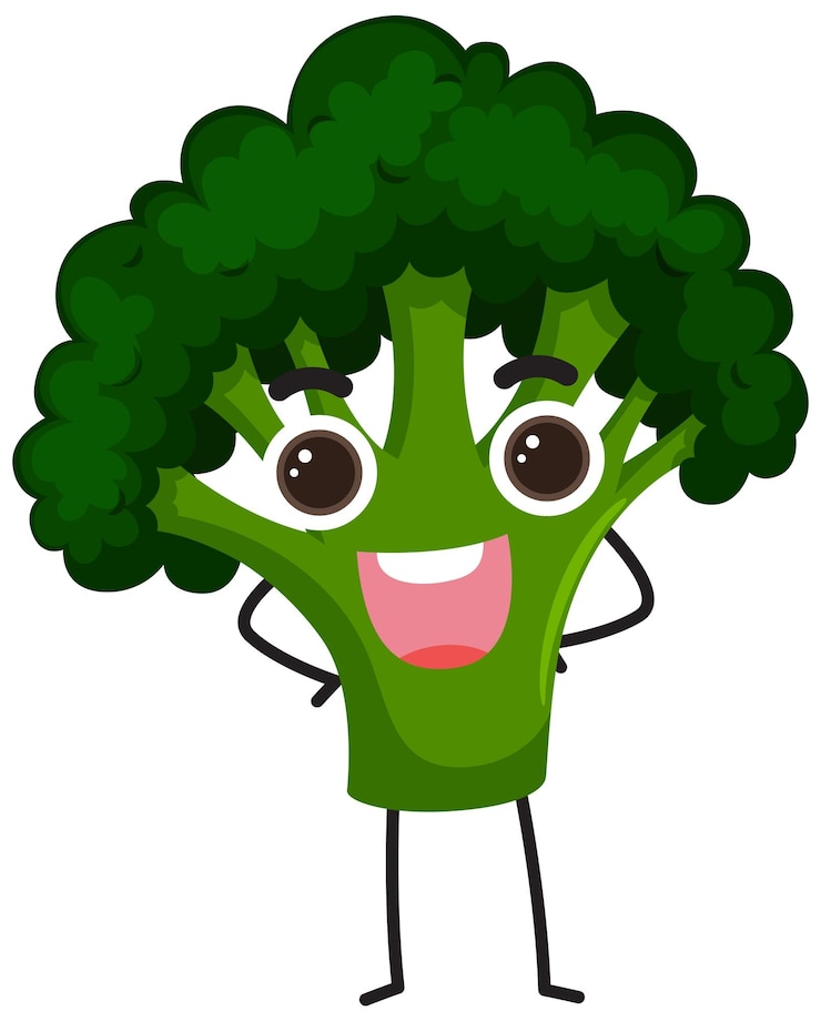 Vector gratuito un personaje de dibujos animados de brócoli