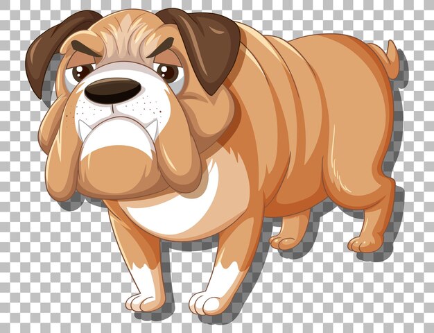 Personaje de dibujos animados de Bulldog en el fondo de la cuadrícula