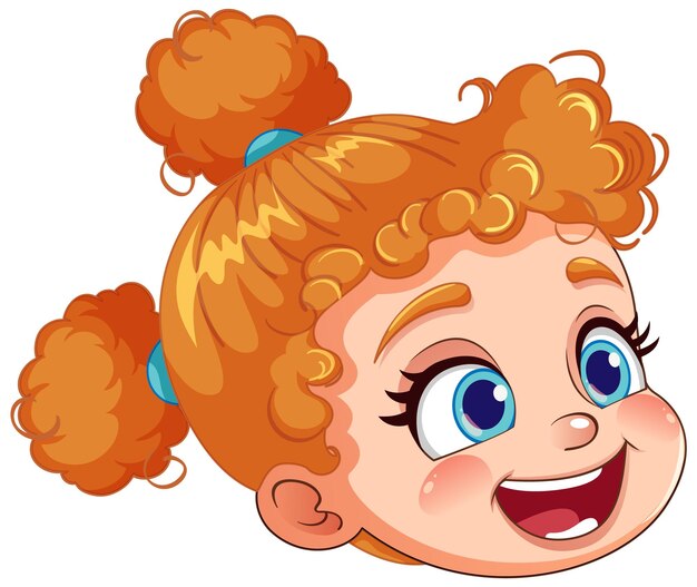 Personaje de dibujos animados de cabeza de niña linda