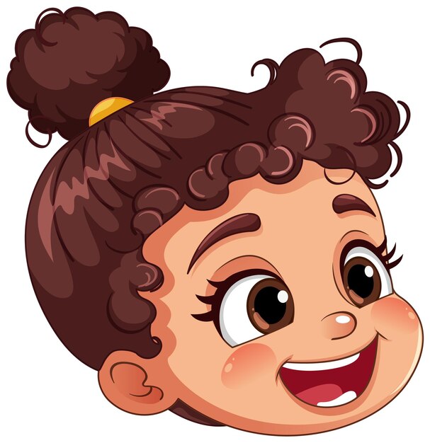 Personaje de dibujos animados de cabeza de niña linda