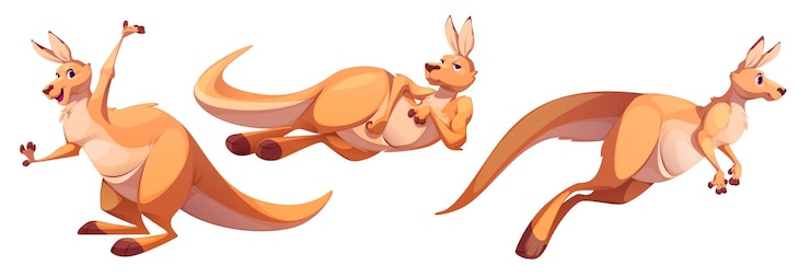 Vector gratuito el personaje de dibujos animados del canguro es lindo y gracioso.