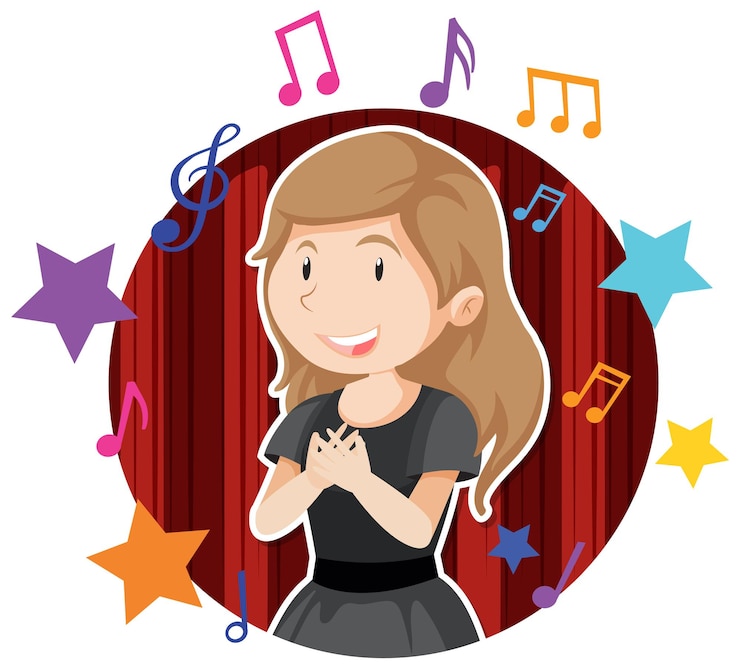 Vector gratuito personaje de dibujos animados de cantante femenina