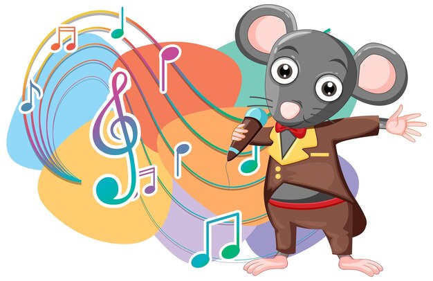 Personaje de dibujos animados de cantante de rata sobre fondo blanco.