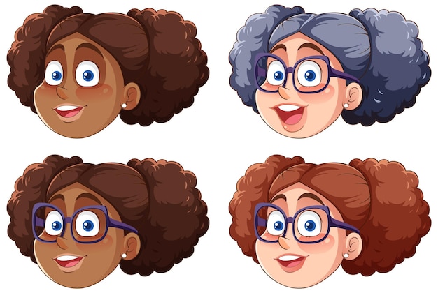 Vector gratuito personaje de dibujos animados de cara de mujer gordita