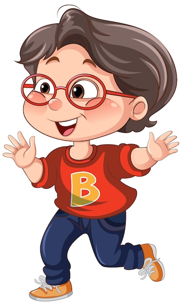 Vector gratuito personaje de dibujos animados de catoon boy con gafas