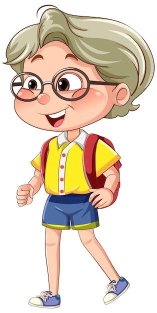 Personaje de dibujos animados de chico lindo con gafas